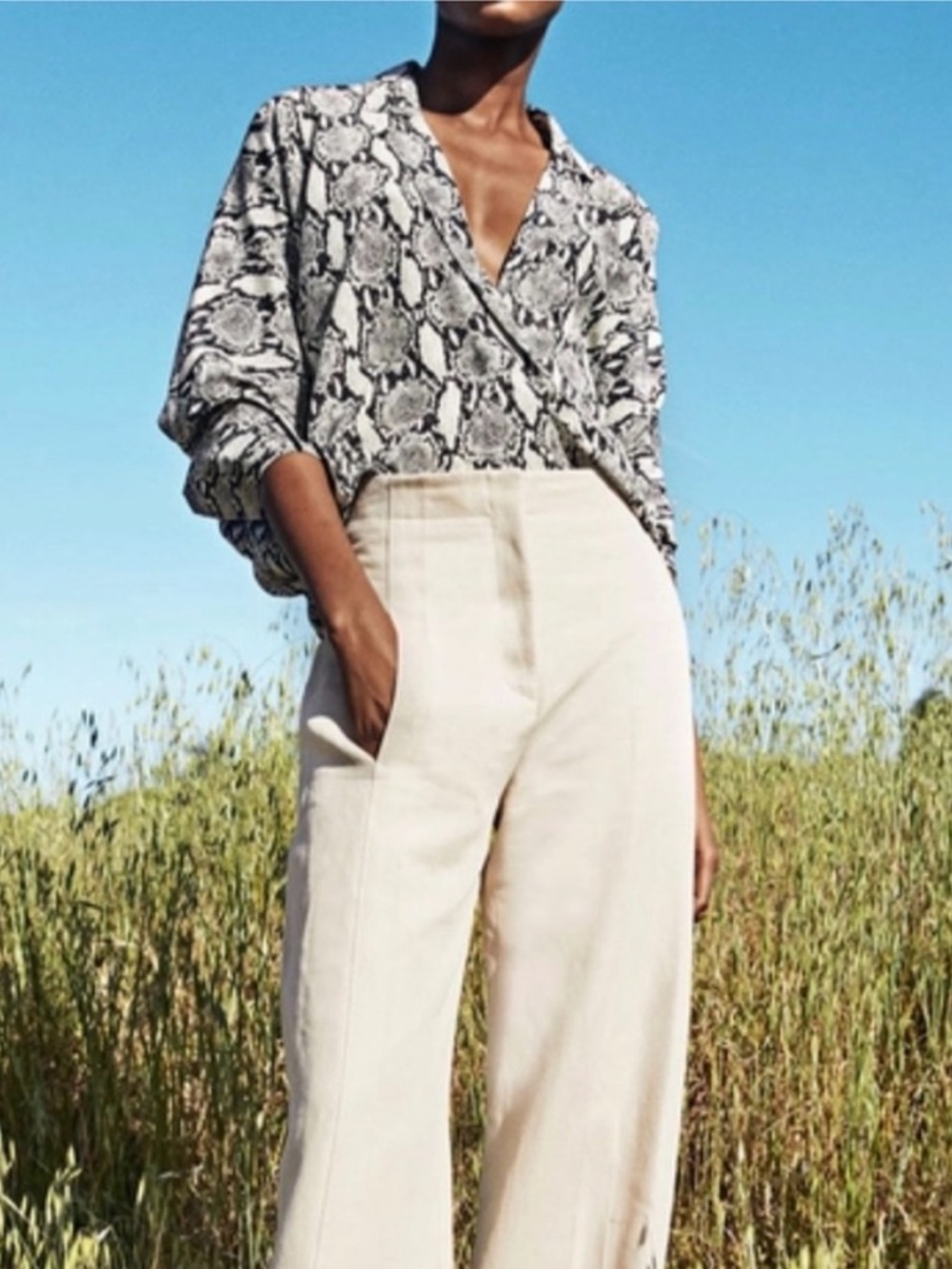 A.L.C Silk Oversized Python Blouse - Picture 2 of 10